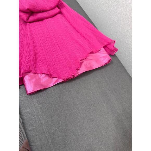 Vintage Newport News Hot Pink Silk Crinkle Slip Dress – Size 10 Y2K - Picture 5 of 8
